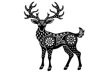 deer mandala silhouette vector illustration