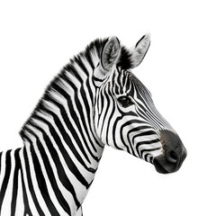 Close-up of a majestic zebra against a transparent background