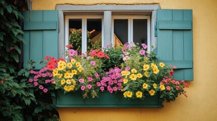 Window Box of Colorful Flowers