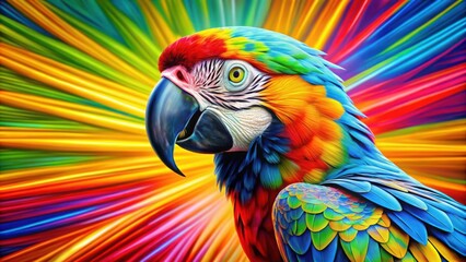 Obraz premium Vibrant Pop Art Style Parrot Against Bright Abstract Background