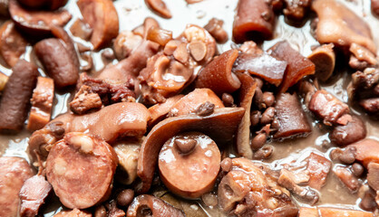 Classic Brazilian feijoada with traditional ingredients