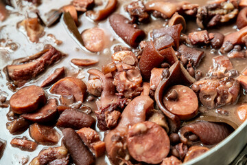 Classic Brazilian feijoada with traditional ingredients