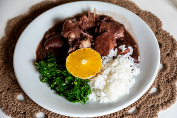 Classic Brazilian feijoada with traditional ingredients