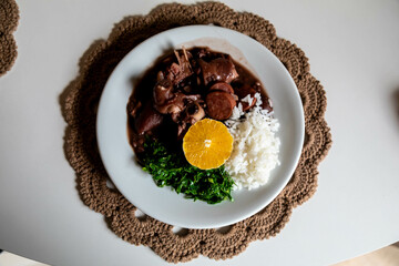 Classic Brazilian feijoada with traditional ingredients
