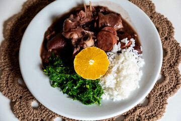 Classic Brazilian feijoada with traditional ingredients