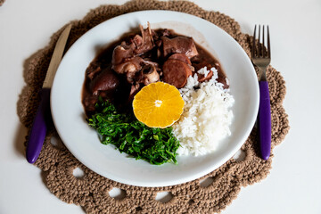 Classic Brazilian feijoada with traditional ingredients