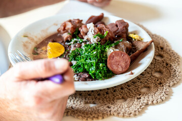Classic Brazilian feijoada with traditional ingredients