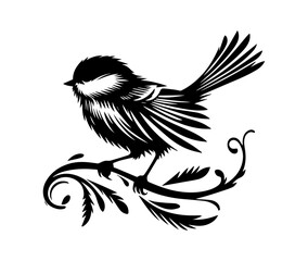 silhouette birds and branches, black and white bird tattoo