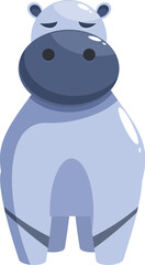 Friendly, cartoon style illustration of a hippopotamus with a sleepy expression