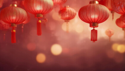 Chinese red lantern in the night of Chinese New Year of happiness
