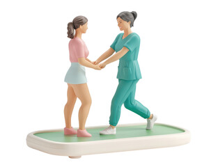 Two figures showcasing care and support in healthcare settings.