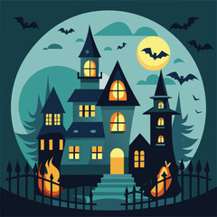 halloween background with castle