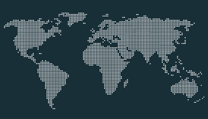 Dotted color world map vector.