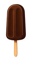 One chocolate popsicle sticker on transparent background