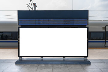 Empty Advertising Space at a Modern Train Station Platform