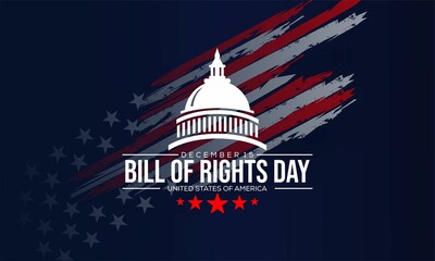  Bill of Rights Day in the United States, December 15. Background, banner, card, poster design.