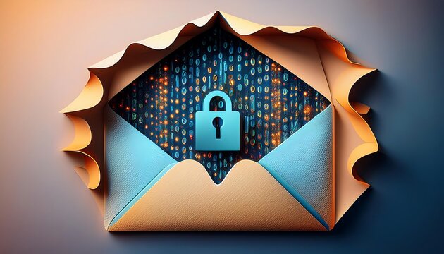 Email icon cut-out of paper hole with binary code inside