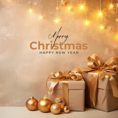 Merry christmas and happy new year realistic background