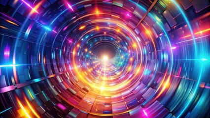 Obraz premium Vibrant Abstract Light Tunnel with Swirling Colors for Futuristic Backgrounds