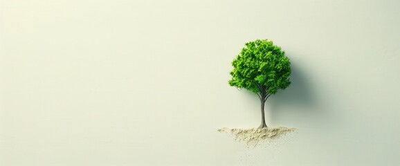 Fototapeta premium A tree is planted in a small hole in a white background