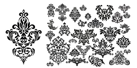 SET Damask Graphic Or
nament Floral Design