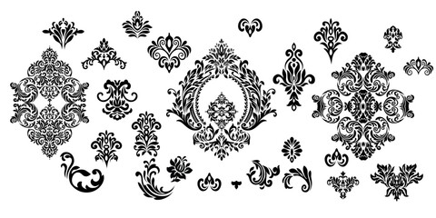 SET Damask Graphic Or
nament Floral Design