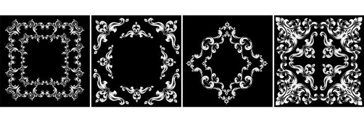 SET Damask Graphic Or
nament Floral Design