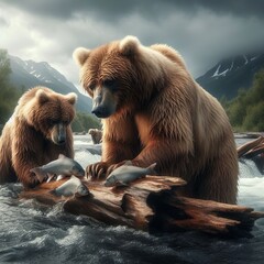 Obraz premium Grizzly Bear Fur that can range from blonde to nearly black with