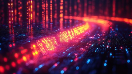 Fototapeta premium abstract representation of biotechnology data flow with colorful lights ,lines symbolizing data analysis ,genetic sequencing