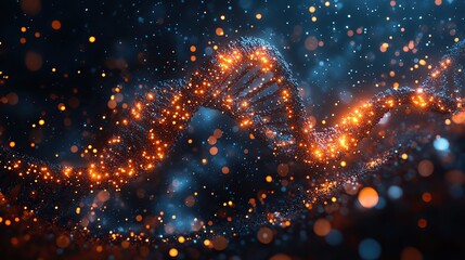 Obraz premium abstract visualization of genetic data processing ,molecular structures in digital environment