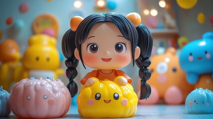  A close-up of a cartoon smartphone screen displaying a video call, 