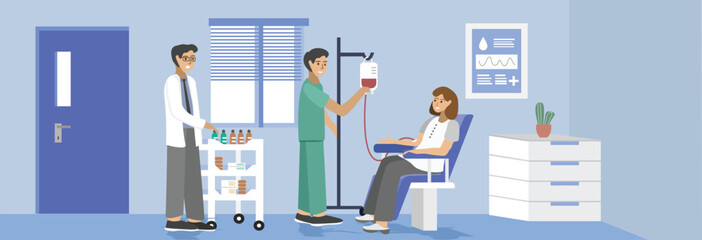 Blood donation. People donate blood. Blood transfusion. Red Crescent Movement. People in hospital. People in clinic. Nurse in clinic. Blood donor.