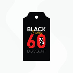 black friday offer tag vector. black friday 60% discount. black friday sale vector. black friday 60% off