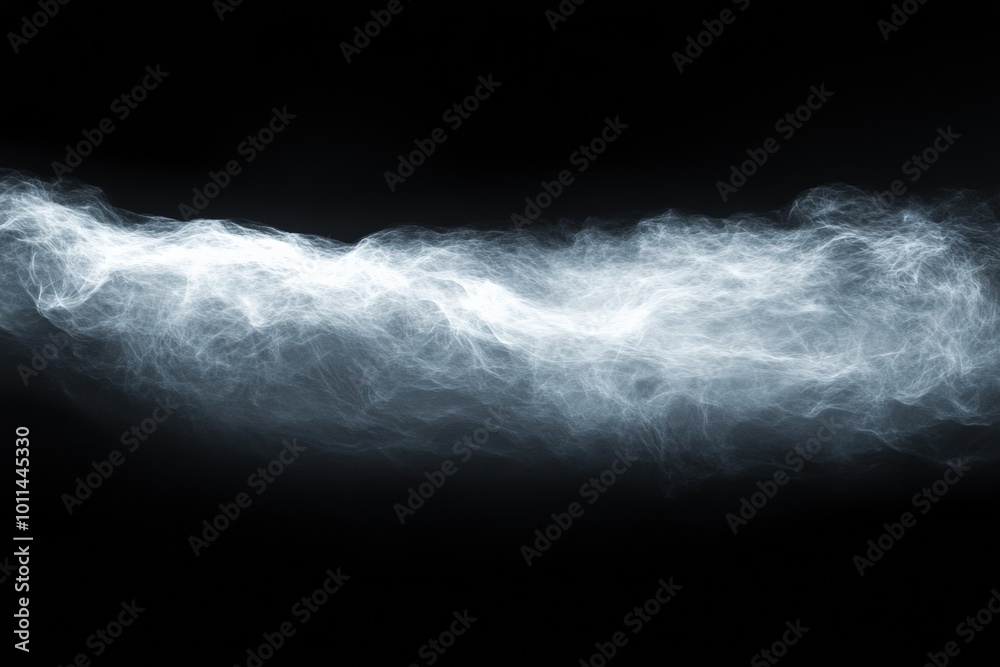 Poster A wispy cloud appears to float softly in a dark sky, evoking a sense of calm and tranquility, as if capturing a moment of serene atmospheric beauty.