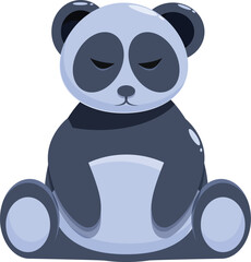 Sleepy cartoon panda bear relaxing in a sitting pose with its eyes closed