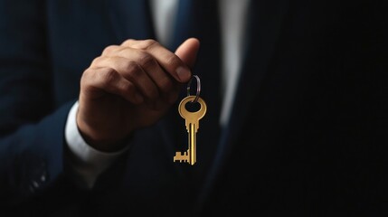 Hand Holding Golden Key