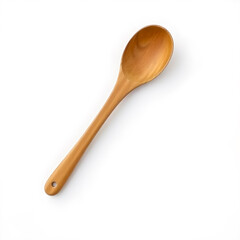 Wooden spoon isolated on white background. Top view. Flat lay.