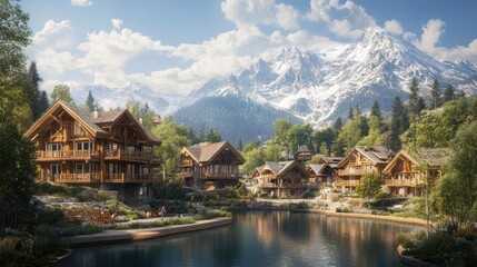 Fototapeta premium Mountainside Chalet Village