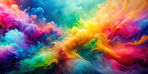 An abstract painting of vibrant colors swirling and dancing in a mesmerizing display of fluid motion