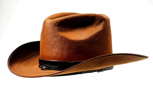  Brown leather hat is.