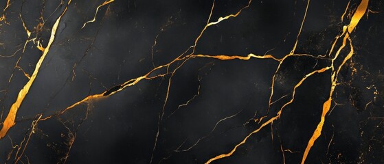 A black and gold marble wall with cracks and splinters