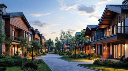 Obraz premium Luxury Homes in a Quiet Neighborhood