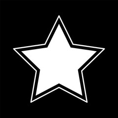 Star outline shape template isolated on black background. Vector illustration.