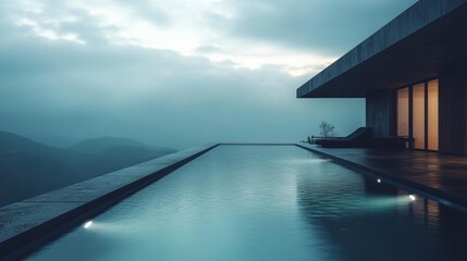 Fototapeta premium A large pool with a cloudy sky in the background