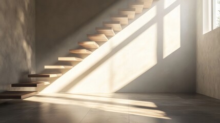 Obraz premium A staircase is shown in a room with a window