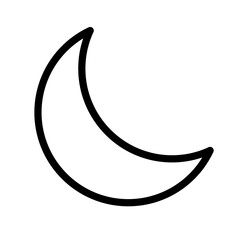 Crescent moon outline shape template isolated on white background. Vector illustration.