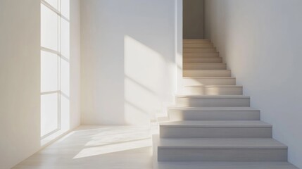 Obraz premium A staircase with a window in the background