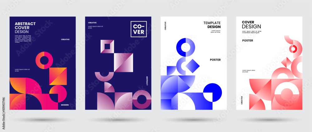 Sticker abstract collection of geometric shapes backgrounds. brutal contemporary circle oval wave patterns. 