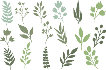 Green Hand Drawn Leaf Collection