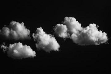 This image features cotton-like clouds floating freely against a dark atmospheric sky, providing a sense of freedom and tranquility in this captivating visual piece.